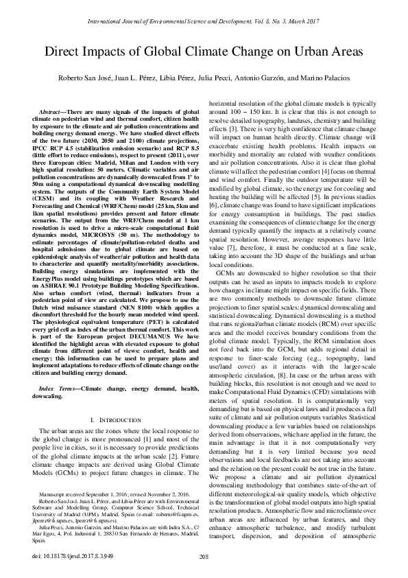 (PDF) Direct Impacts of Global Climate Change on Urban Areas