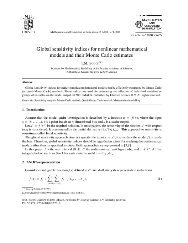 (PDF) Global sensitivity indices for nonlinear mathematical models and ...