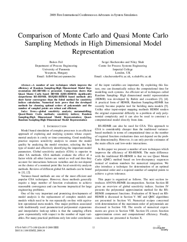 (PDF) Comparison of Monte Carlo and Quasi Monte Carlo Sampling Methods ...