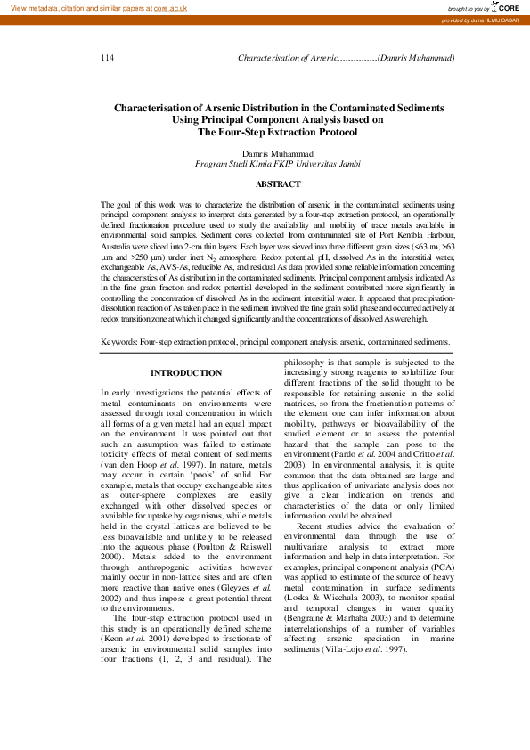 (PDF) Characterisation of Arsenic Distribution in the Contaminated ...