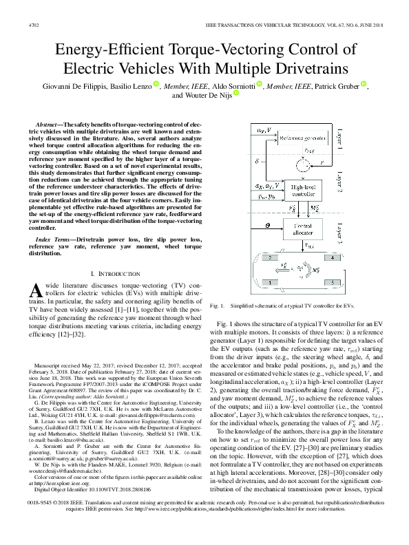 (PDF) EnergyEfficient TorqueVectoring Control of Electric Vehicles