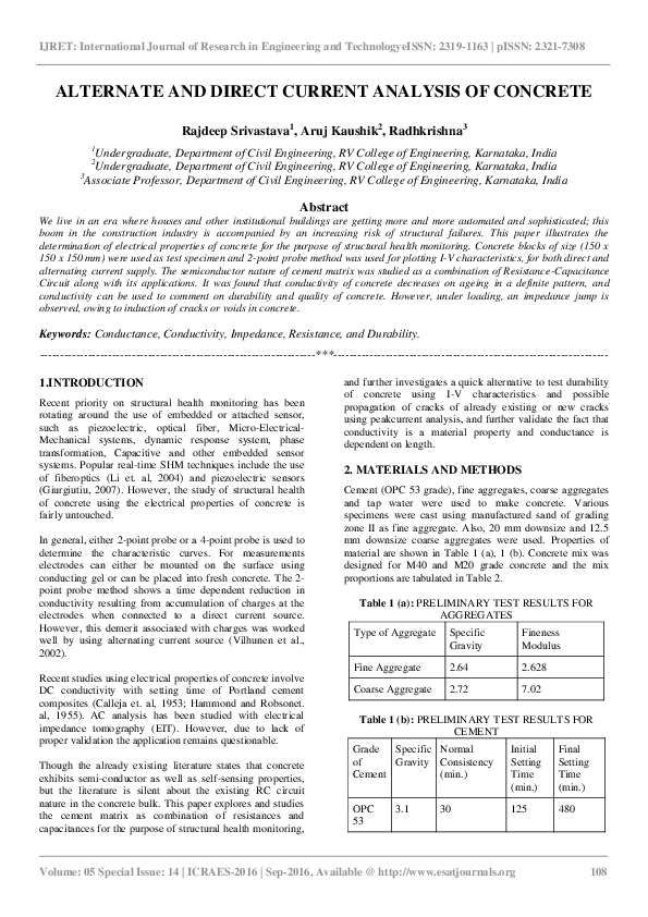 (PDF) Alternate and Direct Current Analysis of Concrete | Rajdeep ...