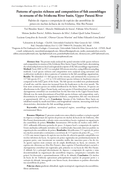 (PDF) Patterns of species richness and composition of fish assemblages ...