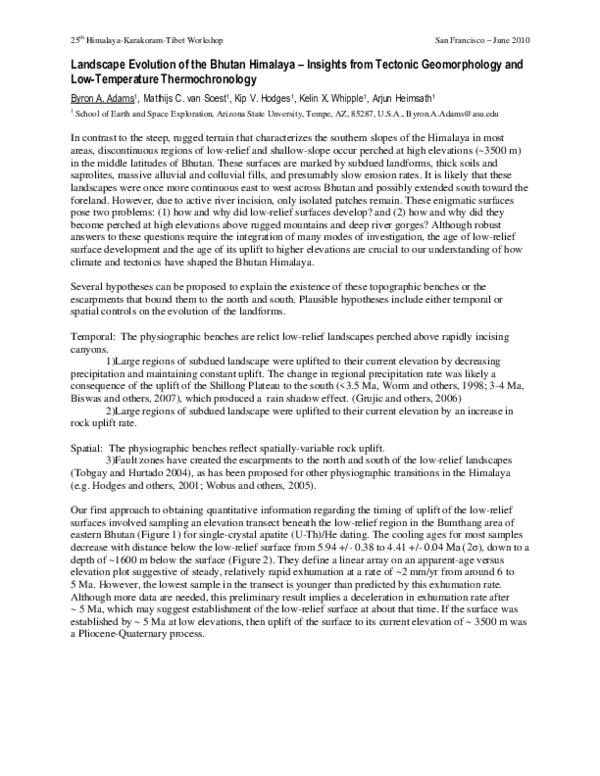 (PDF) Landscape evolution of the Bhutan Himalaya-insights from tectonic ...