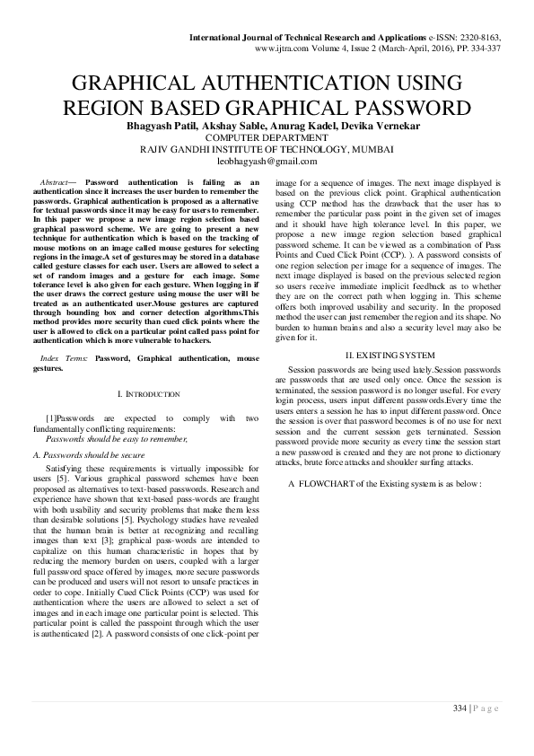 (PDF) Graphical Authentication Using Region Based Graphical Password