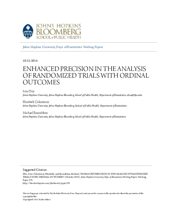 (PDF) Enhanced precision in the analysis of randomized trials with ...
