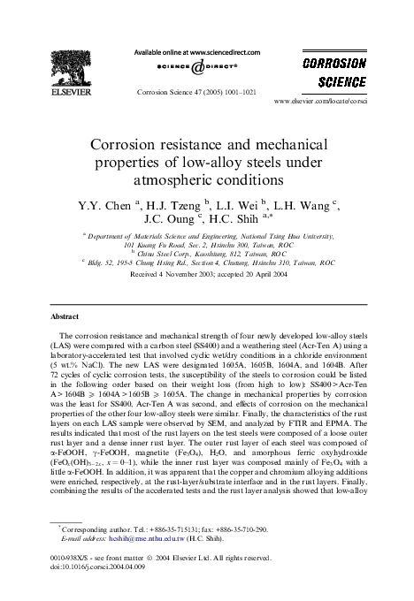 (PDF) Corrosion resistance and mechanical properties of low-alloy ...