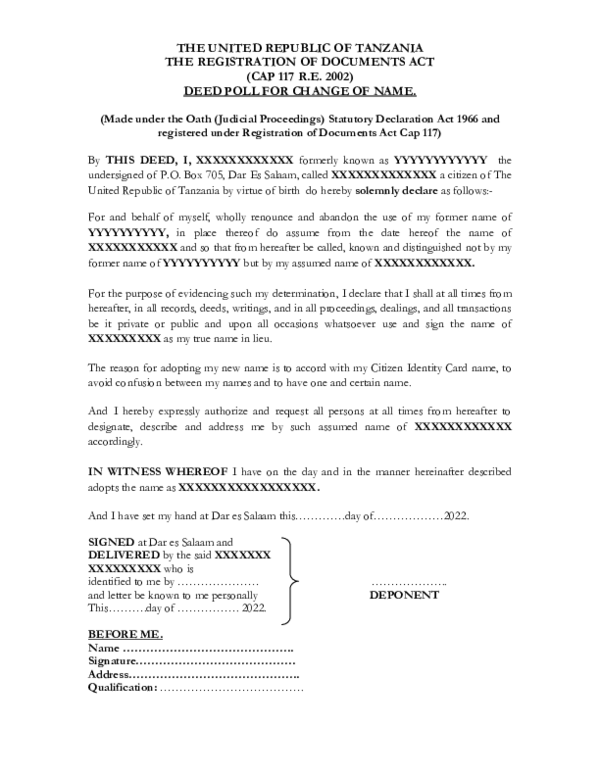 (PDF) THE UNITED REPUBLIC OF TANZANIA THE REGISTRATION OF DOCUMENTS ACT
