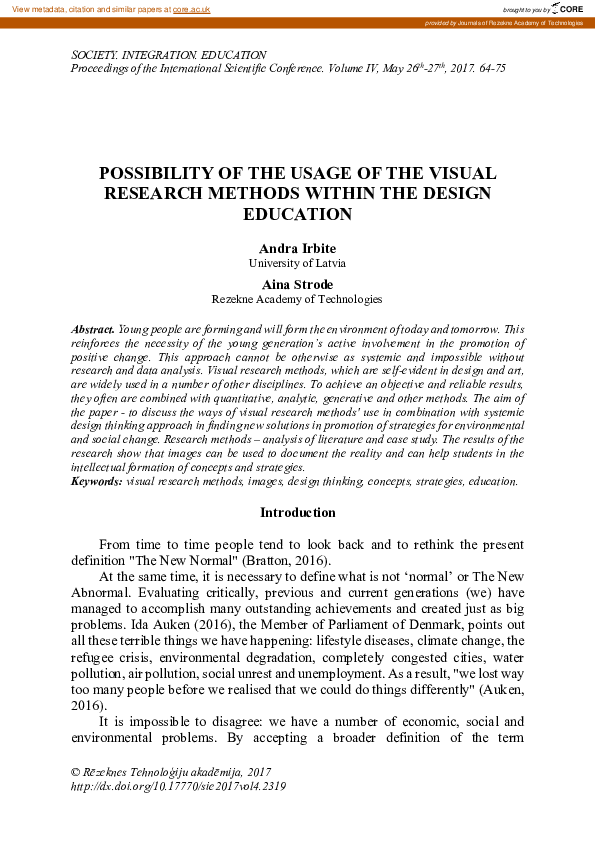 (PDF) Possibility of the Usage of the Visual Research Methods Within ...
