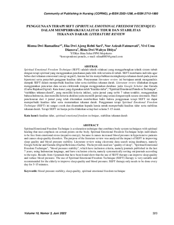 (PDF) Penggunaan Terapi Seft (Spiritual Emotional Freedom Technique ...