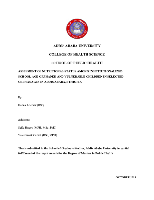 (PDF) Assessment of nutritional status among institutionalized school ...