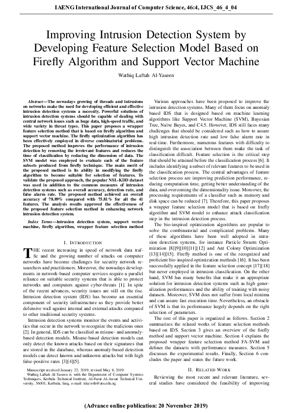 (PDF) Improving Intrusion Detection System by Developing Feature ...