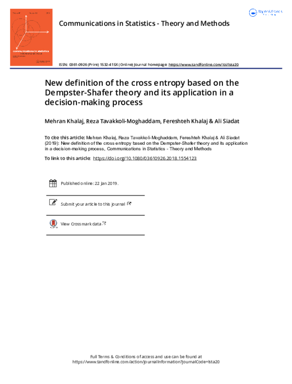 (PDF) New definition of the cross entropy based on the Dempster-Shafer ...
