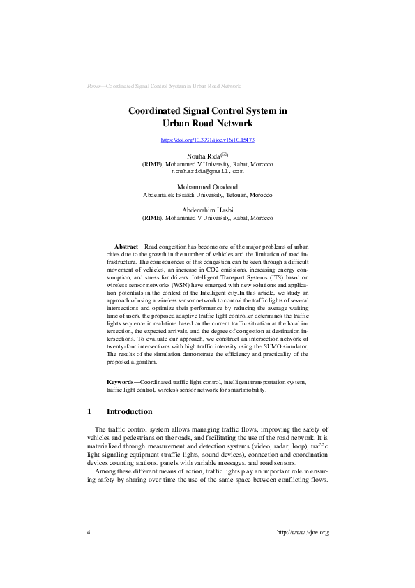 (PDF) Coordinated Signal Control System in Urban Road Network