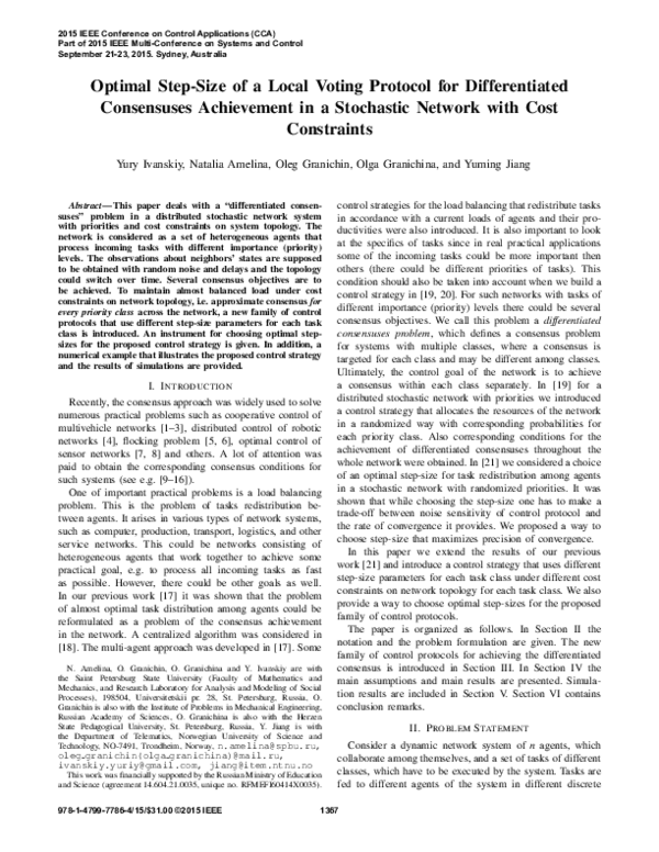 (PDF) Optimal step-size of a local voting protocol for differentiated ...