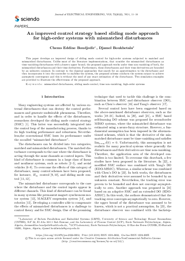 (PDF) An improved control strategy based sliding mode approach for high ...