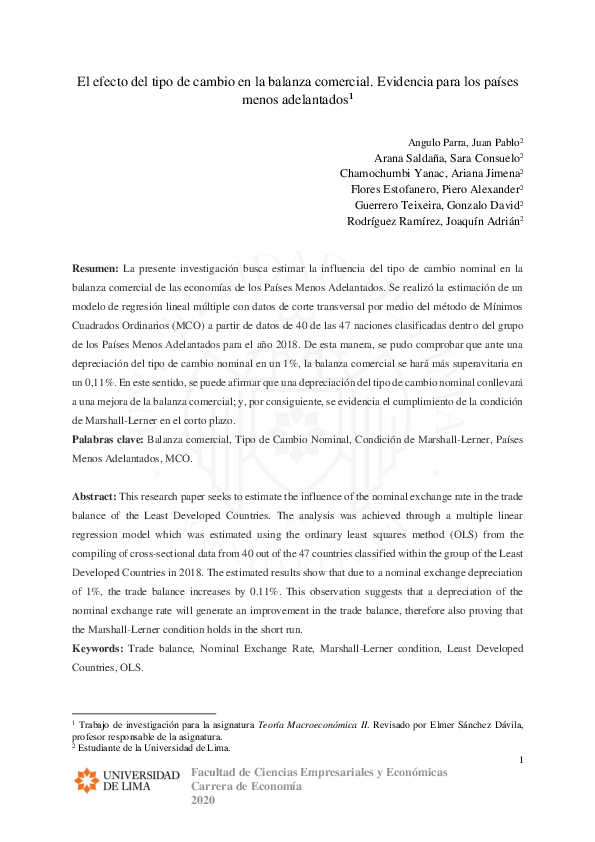 (PDF) El efecto del tipo de cambio en la balanza comercial. Evidencia ...