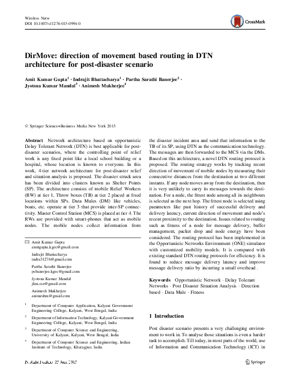 (PDF) DirMove: direction of movement based routing in DTN architecture ...