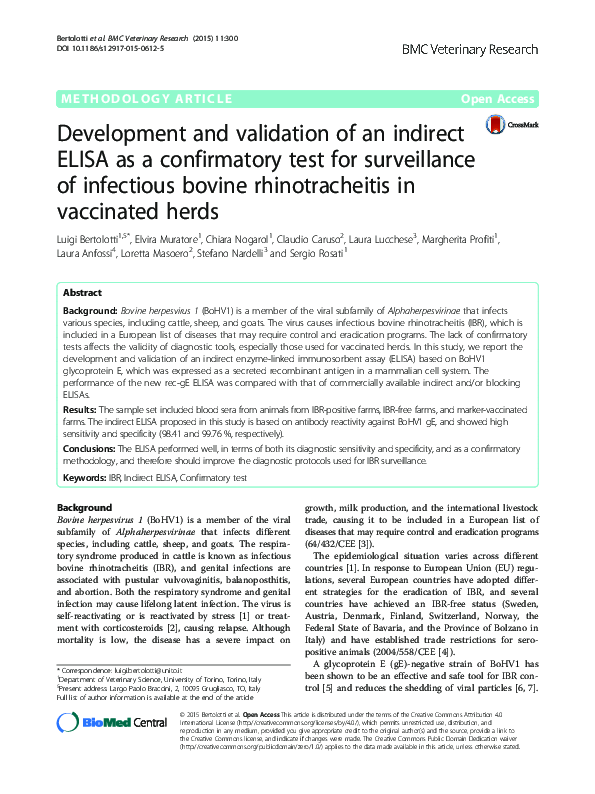 (PDF) Development and validation of an indirect ELISA as a confirmatory ...