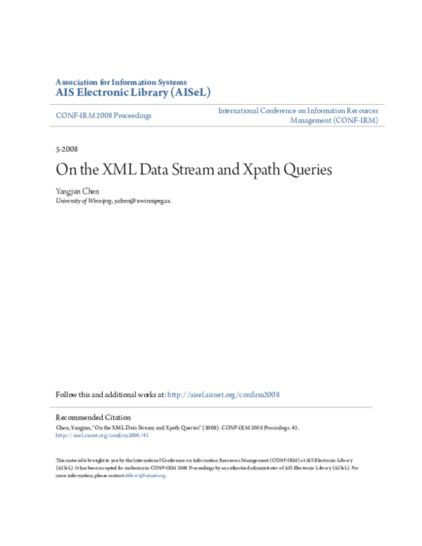 (PDF) On the XML Data Stream and Xpath Queries