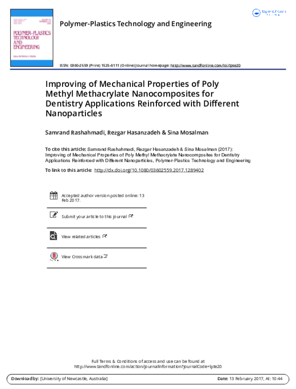 (PDF) Improving the Mechanical Properties of Poly Methyl Methacrylate