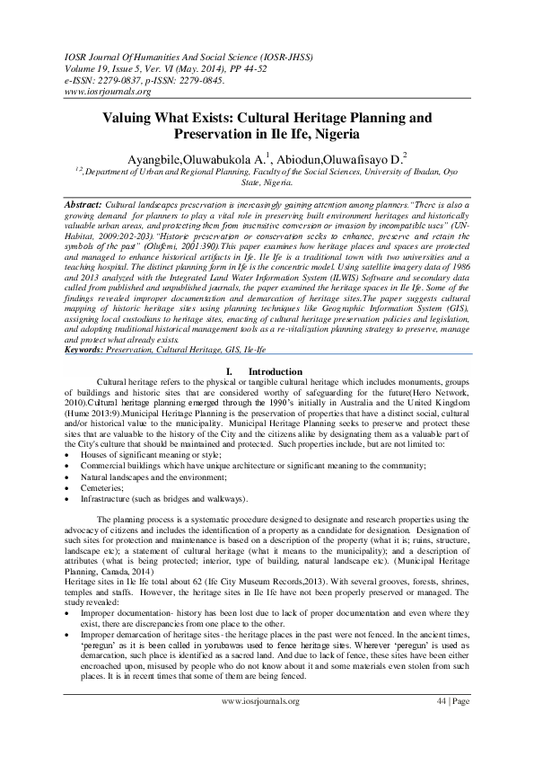 (PDF) Valuing What Exists: Cultural Heritage Planning and Preservation ...