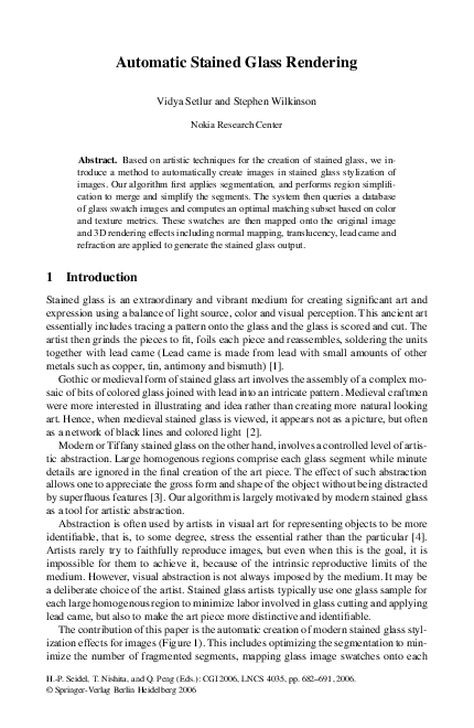 (PDF) Automatic Stained Glass Rendering