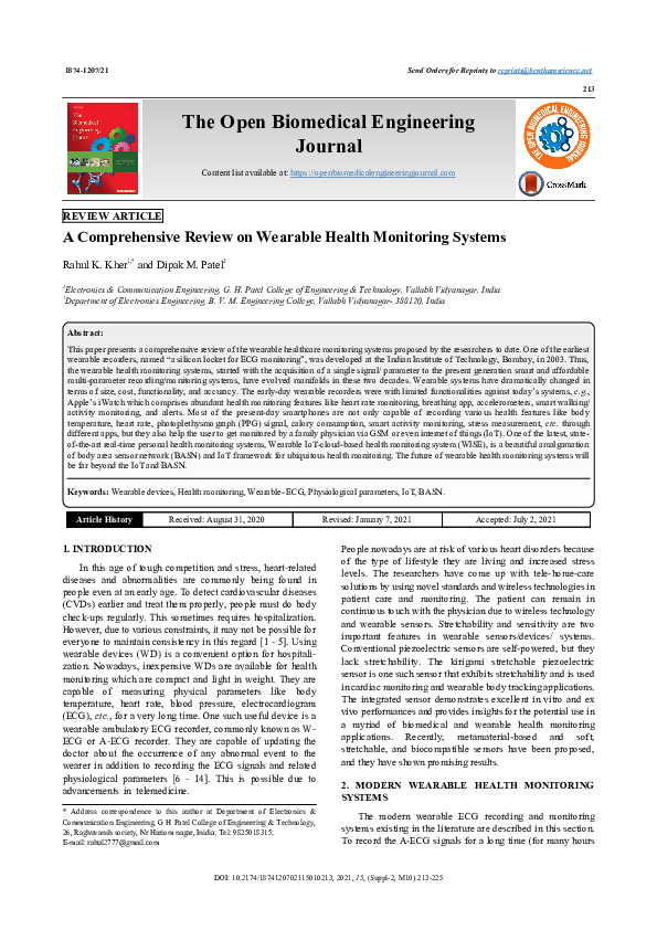 (PDF) A Comprehensive Review on Wearable Health Monitoring Systems