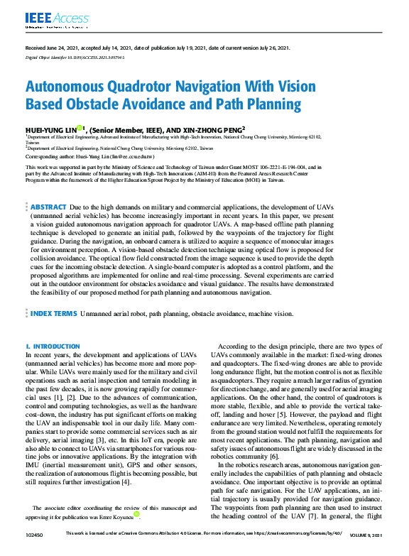 (PDF) Autonomous Quadrotor Navigation With Vision Based Obstacle ...