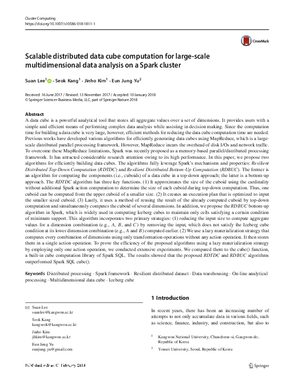 (PDF) Scalable distributed data cube computation for large-scale ...