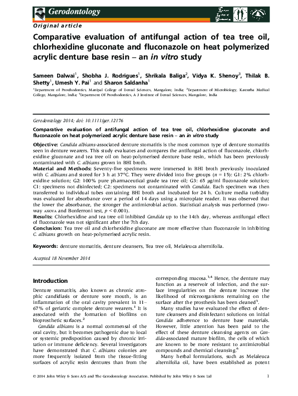 (PDF) Comparative evaluation of antifungal action of tea tree oil ...