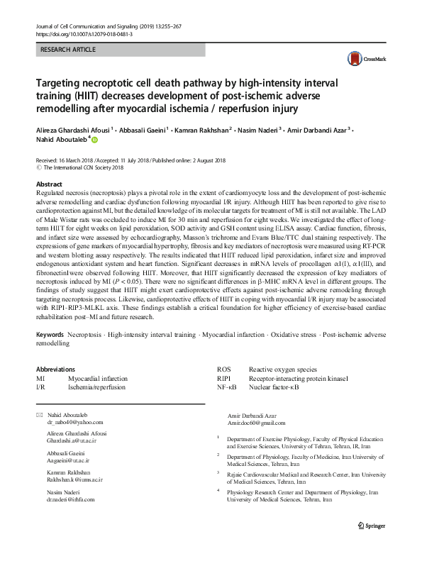 (PDF) Targeting necroptotic cell death pathway by high-intensity ...