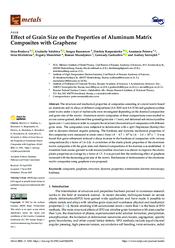 (PDF) Effect of Grain Size on the Properties of Aluminum Matrix ...