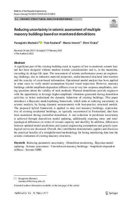 (PDF) Reducing uncertainty in seismic assessment of multiple masonry ...