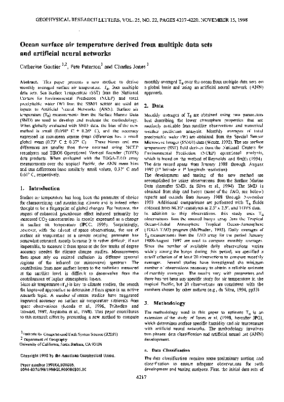 (PDF) Ocean surface air temperature derived from multiple data sets and ...