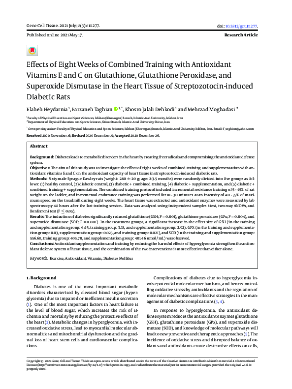 (PDF) Effects of Eight Weeks of Combined Training with Antioxidant ...