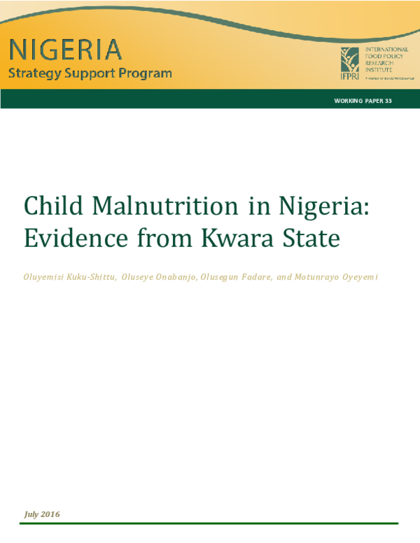 (PDF) Child malnutrition in Nigeria: Evidence from Kwara State
