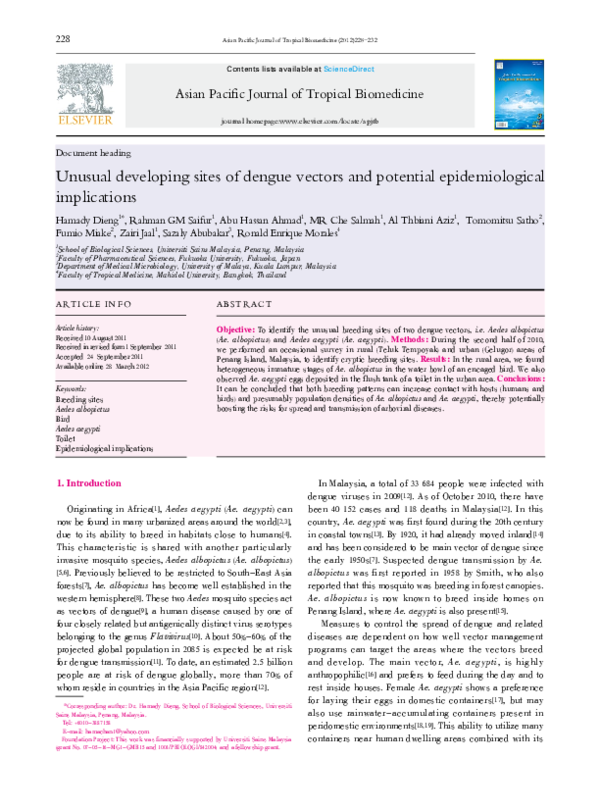 (PDF) Unusual developing sites of dengue vectors and potential ...