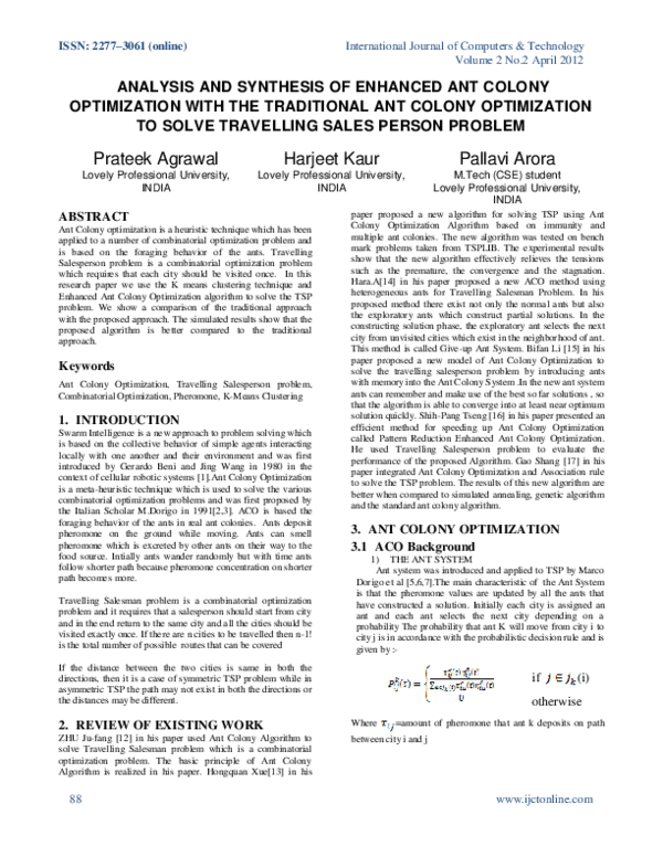 (PDF) Analysis and Synthesis of Enhanced Ant Colony Optimization with ...
