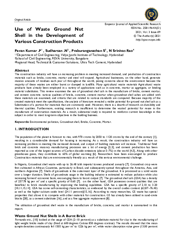 (PDF) Use of Waste Ground Nut Shell in the Development of Various ...