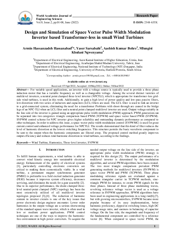 (PDF) Design and Simulation of Space Vector Pulse Width Modulation ...