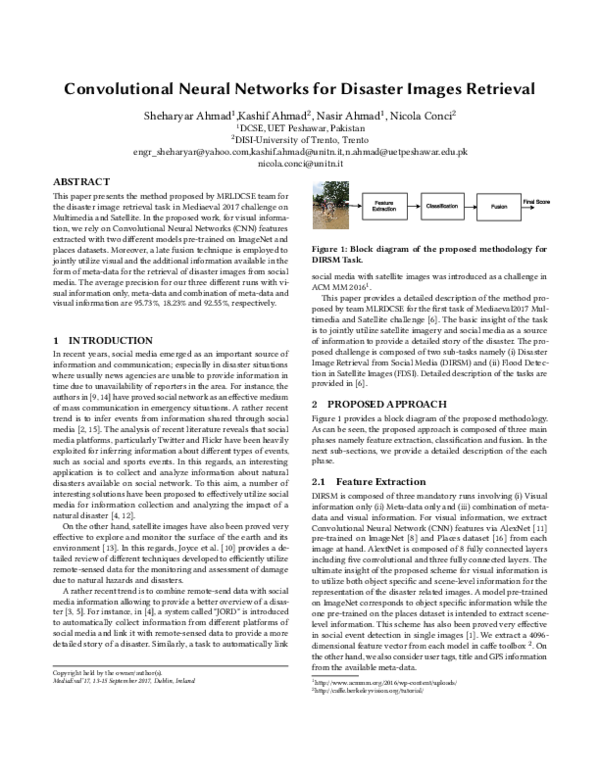 (PDF) Convolutional Neural Networks for Disaster Images Retrieval
