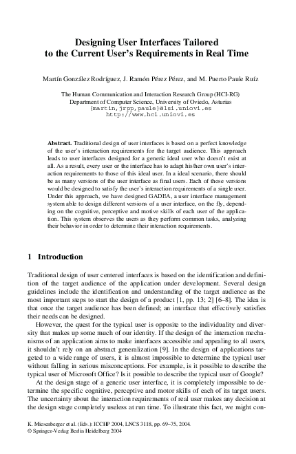 (PDF) Designing User Interfaces Tailored to the Current User’s ...