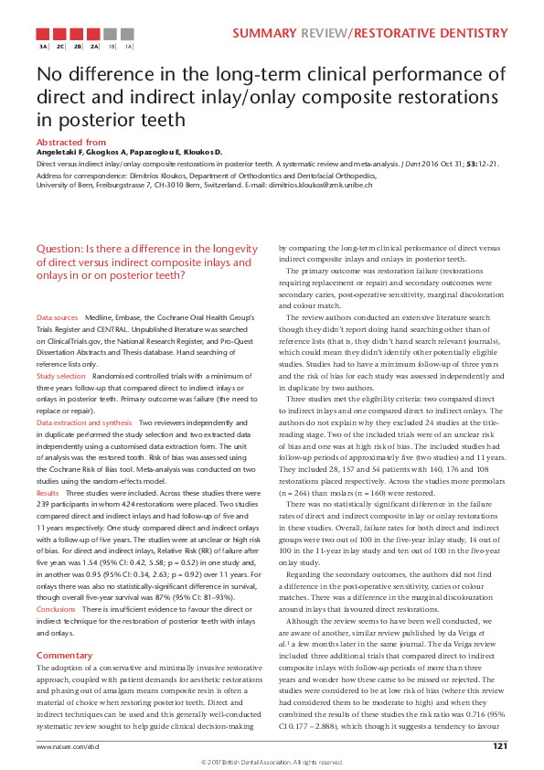 (PDF) No difference in the long-term clinical performance of direct and ...