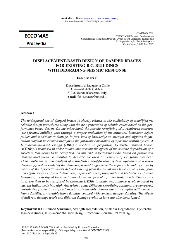 (PDF) Displacement-based design procedure of damped braces for the ...