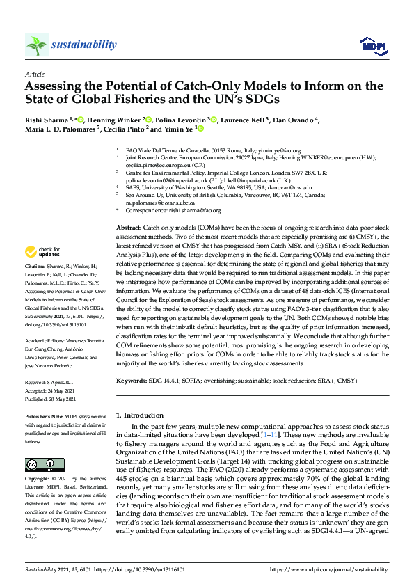(PDF) Assessing the Potential of Catch-Only Models to Inform on the ...