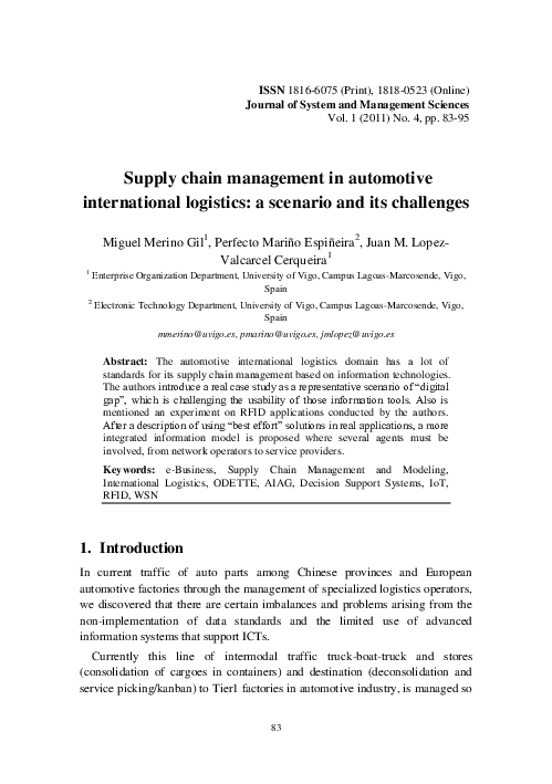 (PDF) Supply Chain Management in Automotive International Logistics - A ...