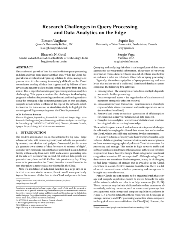 (PDF) Research challenges in query processing and data analytics on the ...