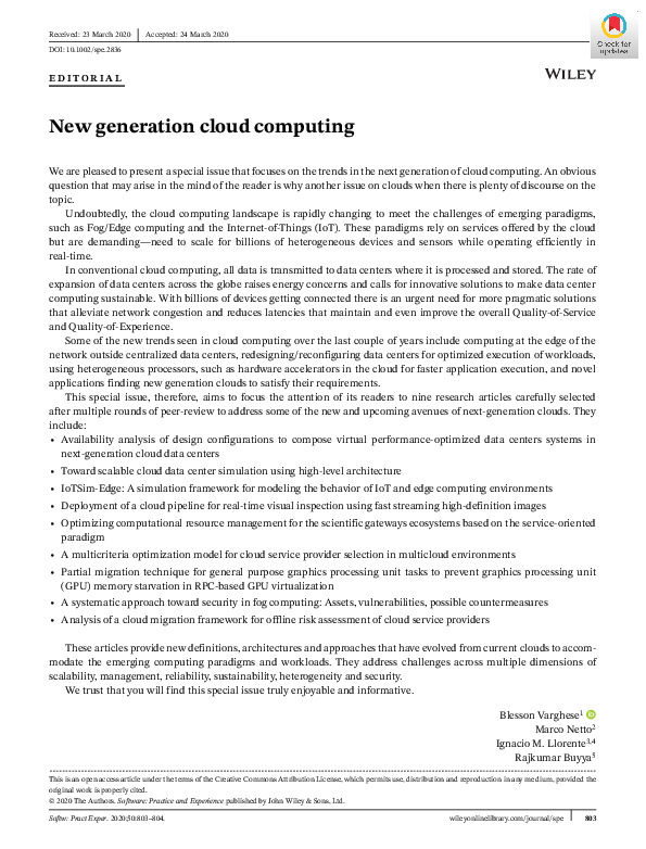 (PDF) New generation cloud computing