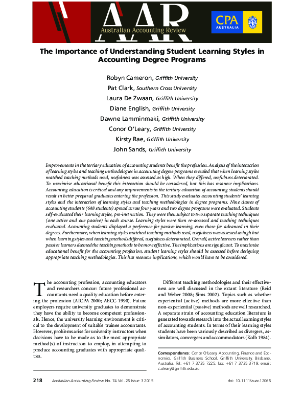 (PDF) The Importance of Understanding Student Learning Styles in ...
